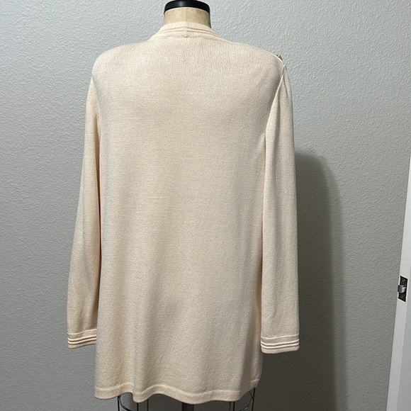 Vintage St John Santana Cardigan. Dark Cream color. Sz. L. - Picture 3 of 11
